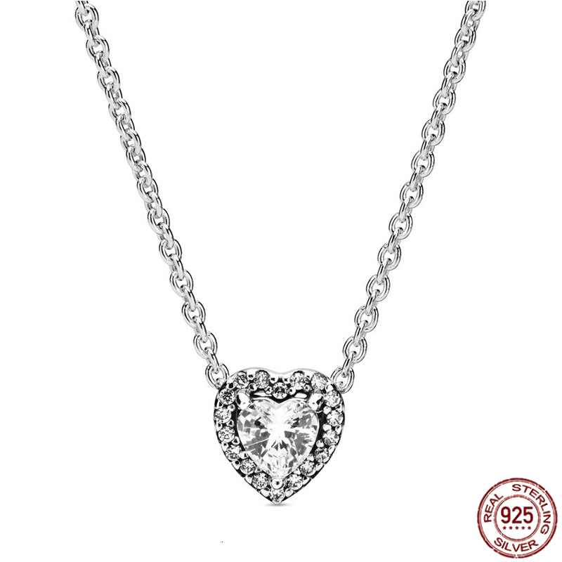 Strands Strings Exquisite Heart shaped Pendant Necklace 925 Sterling Silver Round Pendant Necklace fits DIY Jewelry Gifts to Friends 230718