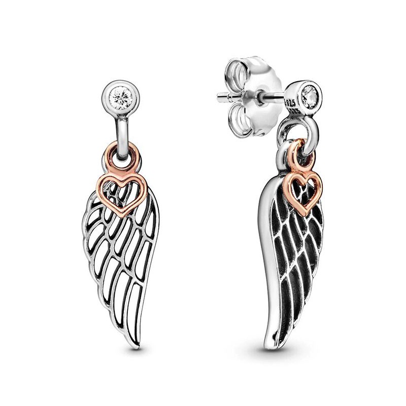 925 Sterling Silver Glittering Rainbow Wings Earrings Are Suitable For Primitive Fashion Silver Earrings Jewelry Gift Free Shipping