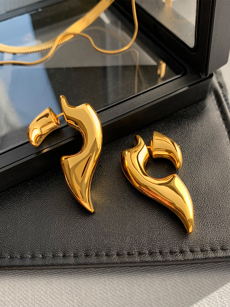 Stud Brass Metal Geometric Irregular Large Stud Earrings Gold Color for Women Girls Jewelry Minimalist Fashion 230718