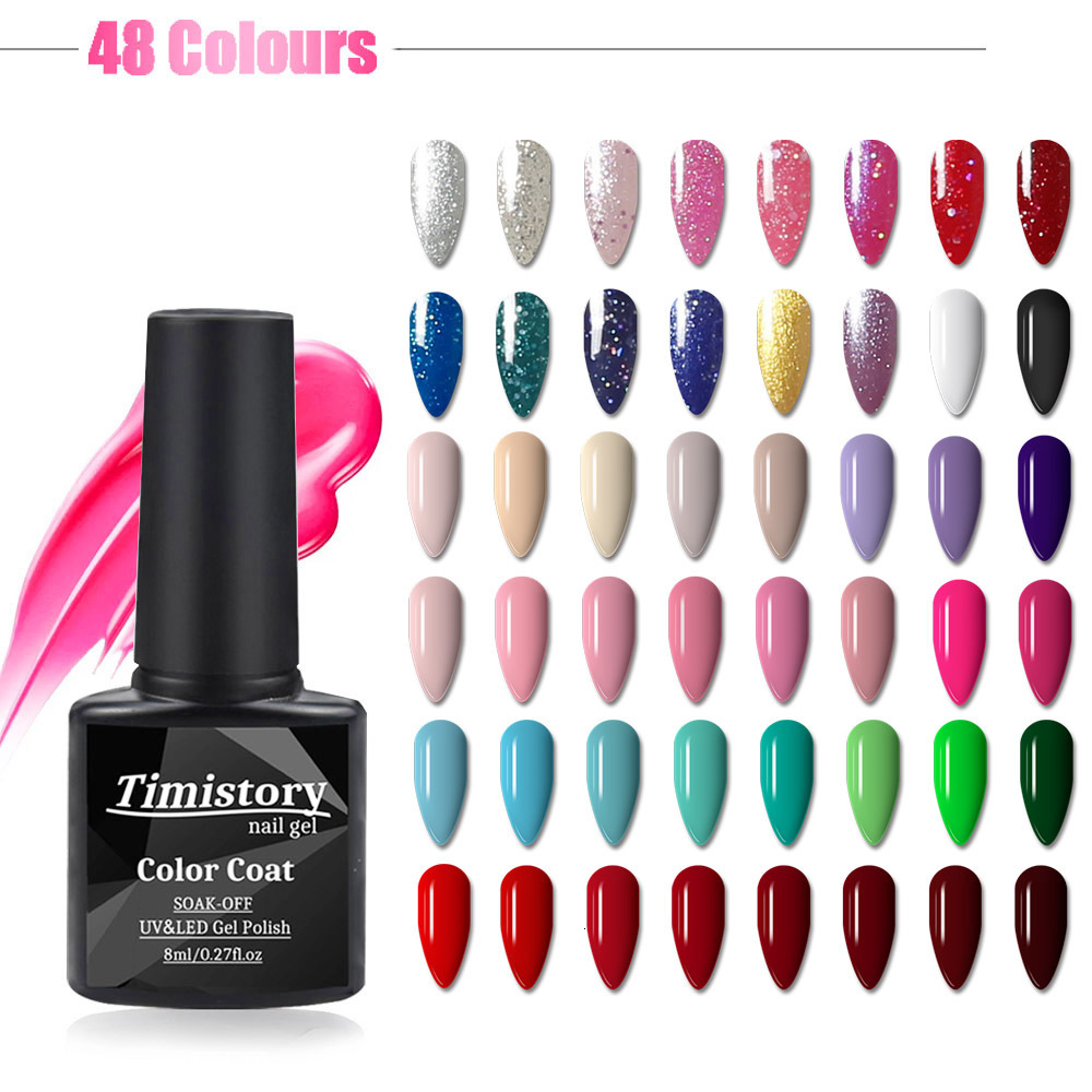 Nail Polish Timistory gel nail polish set 40/30/20/10 color semi permanent varnish 8ml bottom and top coating nail art gel nail polish 230718