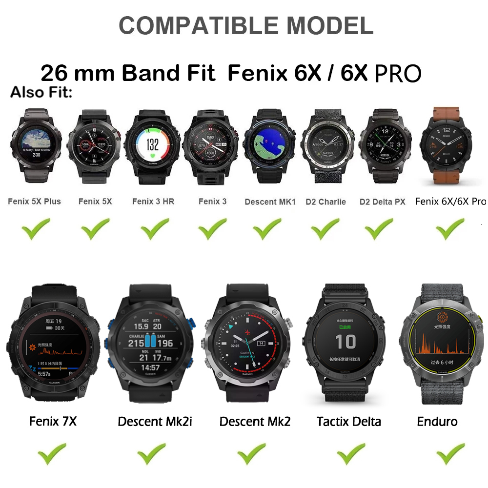 Watch Bands For Garmin Tactix Delta Tactix7 7 Pro Descent MK1 MK2 MK2i Enduro 2 D2 Delta PX Quickfit 26mm Nylon Watch Band Strap Bracelet 230718