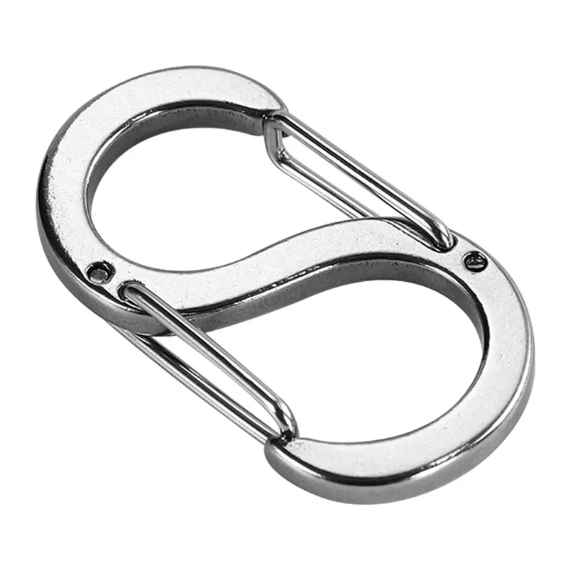 Large Load-bearing 304 Stainless Steel Keychain Double Head Quick Hanging Mountaineering Buckle Key Ring 8-Shaped Key Chain