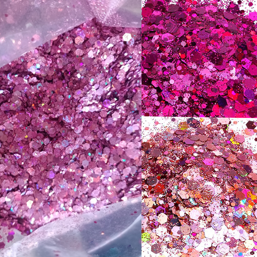 Nail Glitter 1KG holographic nail glitter 1000G mixed hexagonal glitter powder bulk fine-grained holographic glitter DIY nail decoration * Y 230718