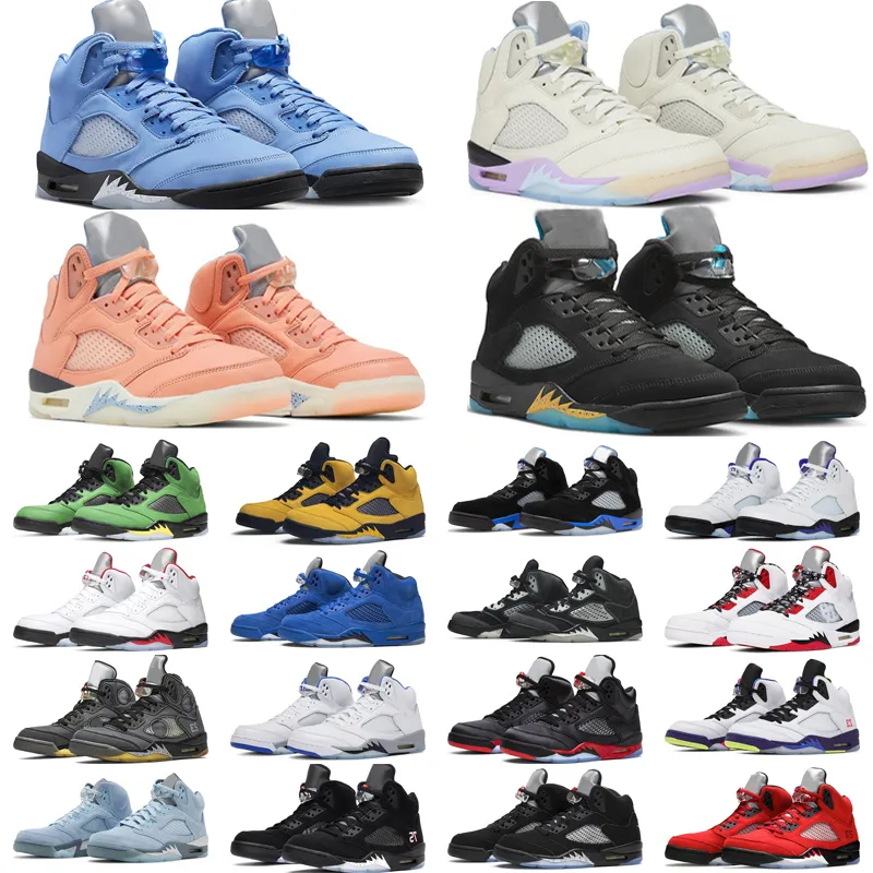 5 Chaussures de basket-ball Hommes Aqua UNC 5 Lucky Green Georgetown Concord Racer Bleu Raging Bull Fire Red Suede Horizon Sail What The for mens