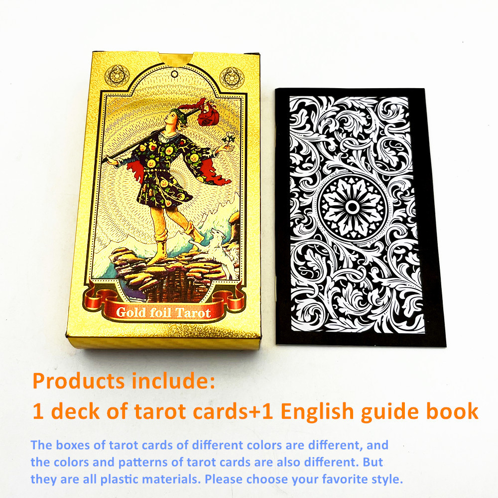 Outdoor Games Activities 1 Deck Plastic Tarot Cards Waterproof Durle Rider Waite Gold Black Blue Cards Divination With Guide Book L742 230718