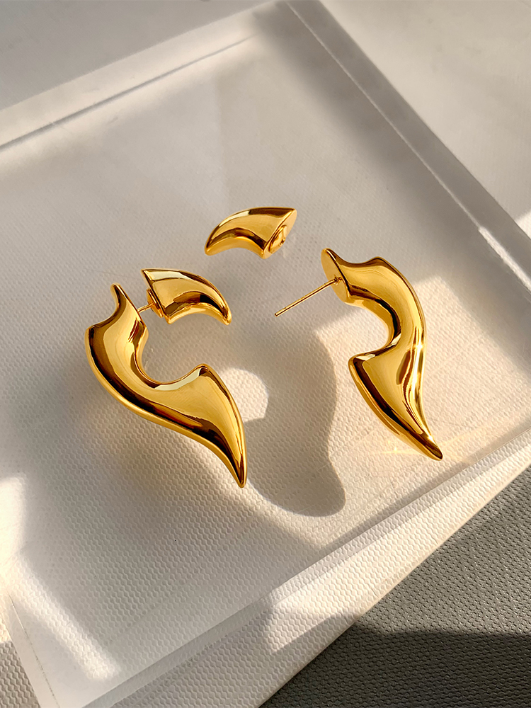 Stud Brass Metal Geometric Irregular Large Stud Earrings Gold Color for Women Girls Jewelry Minimalist Fashion 230718