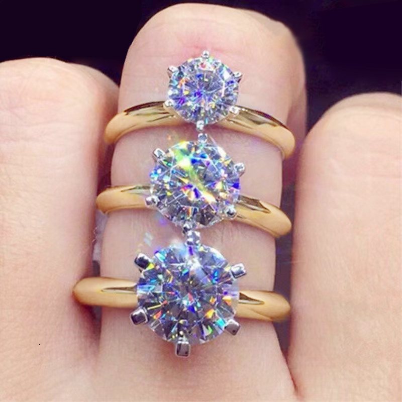 Wedding Rings 3ct Diamond Ring Solitaire Woman Silver 925 Yellow Gold e Ring Engagement Wedding 2ct e Ring with Certificate 230718