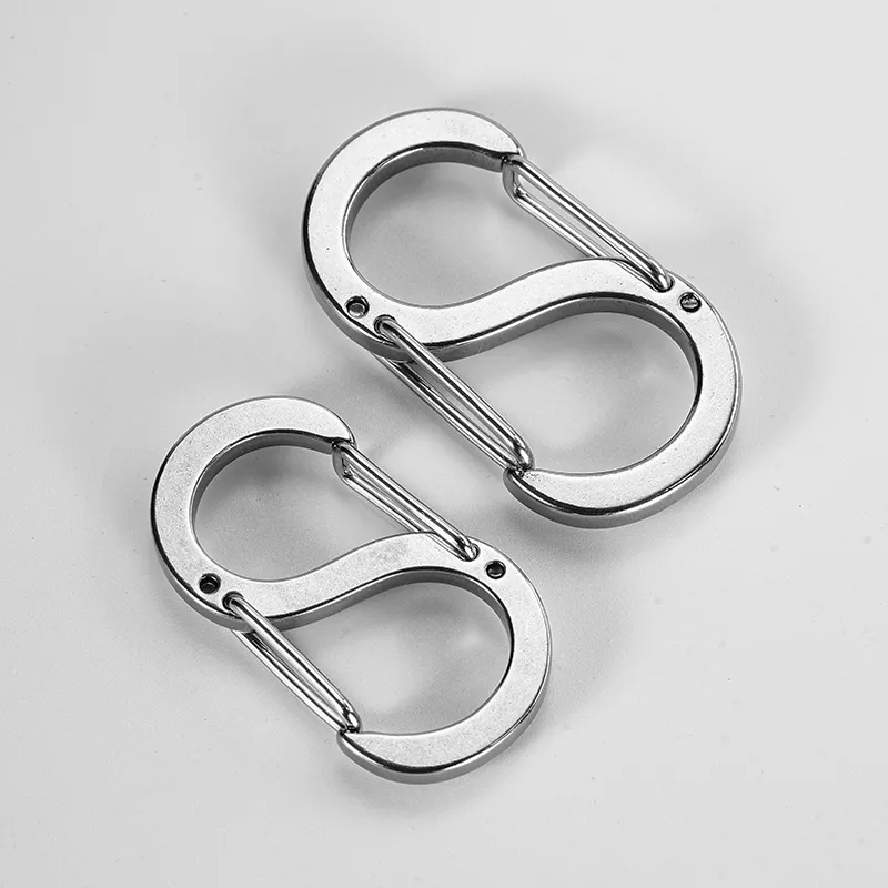 Large Load-bearing 304 Stainless Steel Keychain Double Head Quick Hanging Mountaineering Buckle Key Ring 8-Shaped Key Chain