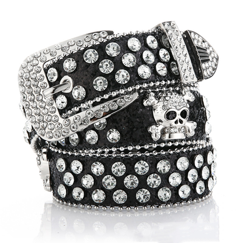 Neck Ties Y2K Gothic subculture punk skeleton diamond belt leather Skull belts 230718