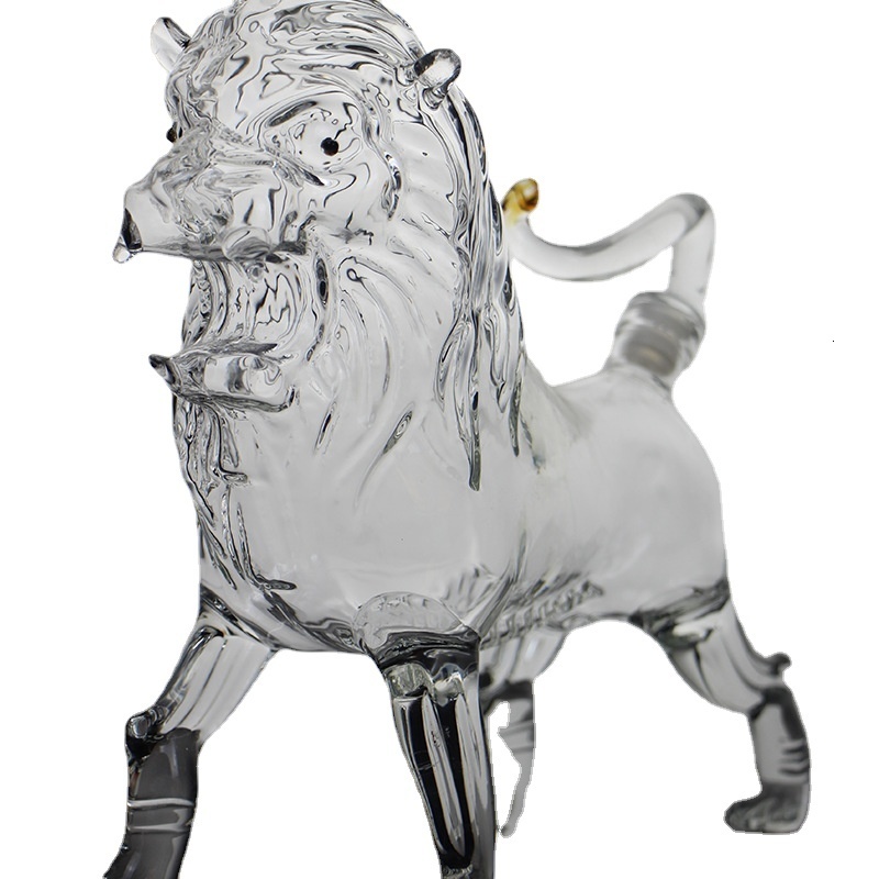 Wine Glasses 700-800ml Creative Lion Shape Wine Bottle Fierce Animal Decanter Art Fashion Whiskey Vodka Shochu Hip Flask Decoration Gift 230718