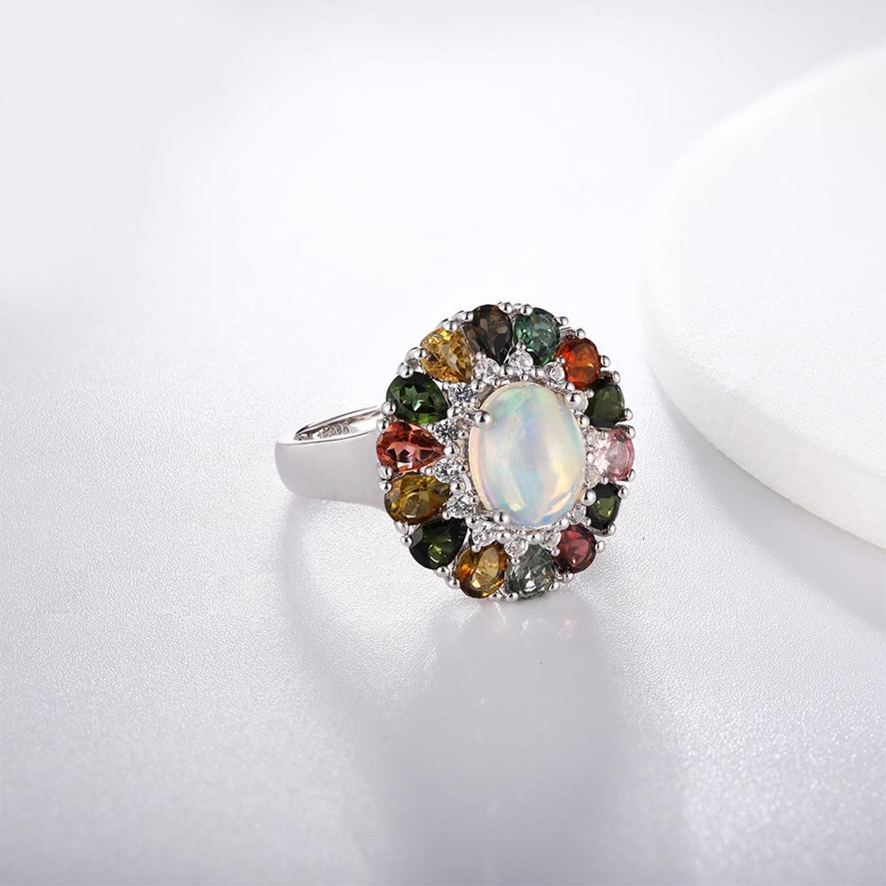 Wedding Rings GZ ZONGFA 925 Sterling Silver Natural Opal Wedding Rings for Women 3.5 Carats Colourful Tourmaline Gemstone Custom Fine Jewelry 230718