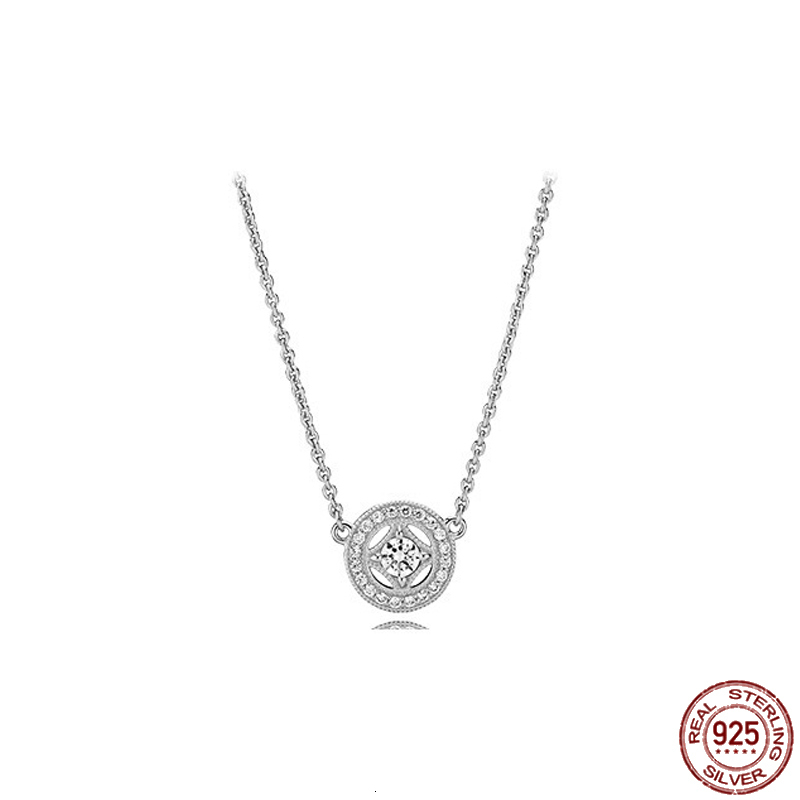 Strands Strings Exquisite Heart shaped Pendant Necklace 925 Sterling Silver Round Pendant Necklace fits DIY Jewelry Gifts to Friends 230718