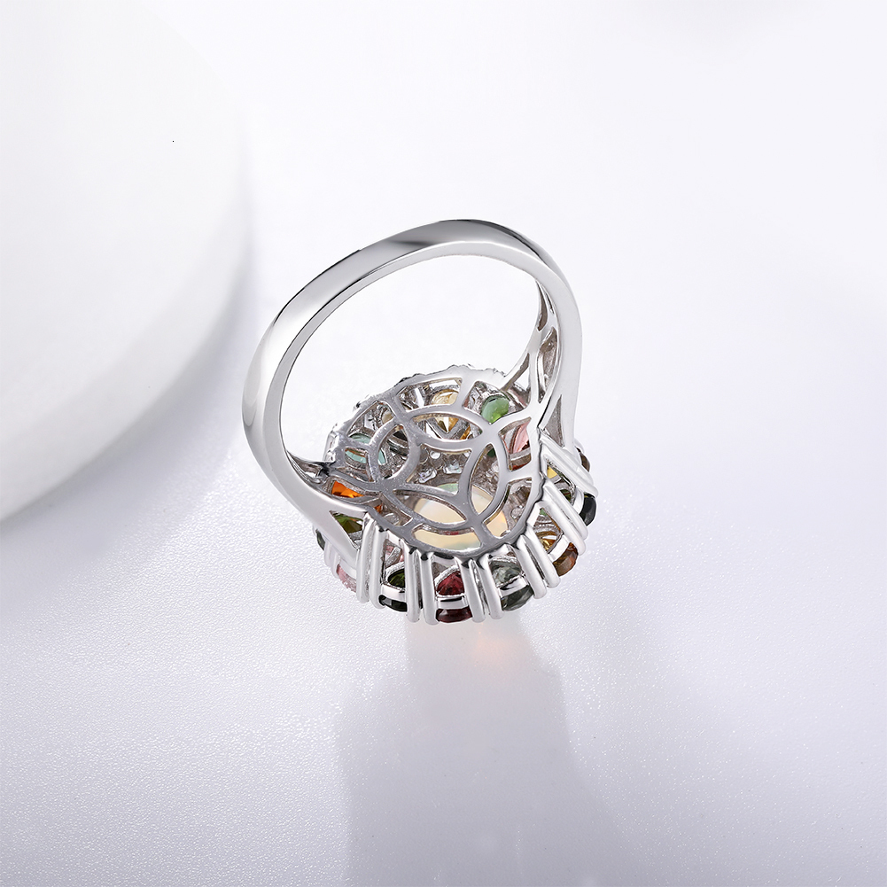 Wedding Rings GZ ZONGFA 925 Sterling Silver Natural Opal Wedding Rings for Women 3.5 Carats Colourful Tourmaline Gemstone Custom Fine Jewelry 230718