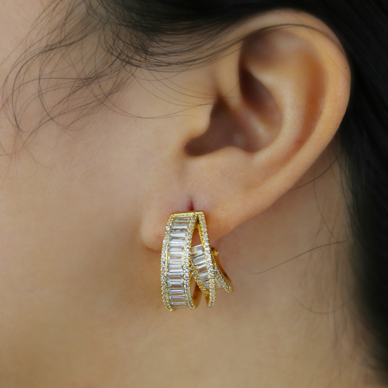 2024Big Round Hoop Zircon Earrings: Iced Out Bg Cubic Zirconia CZ Fashion Hip Hop Jewelry for Women