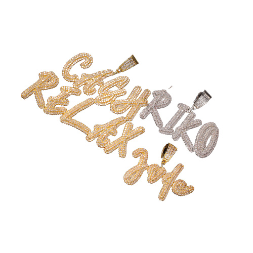 AZ Custom Name Letters Necklaces Mens Fashion Hip Hop Jewelry Iced Out Gold Initial Letter Pendant Necklace