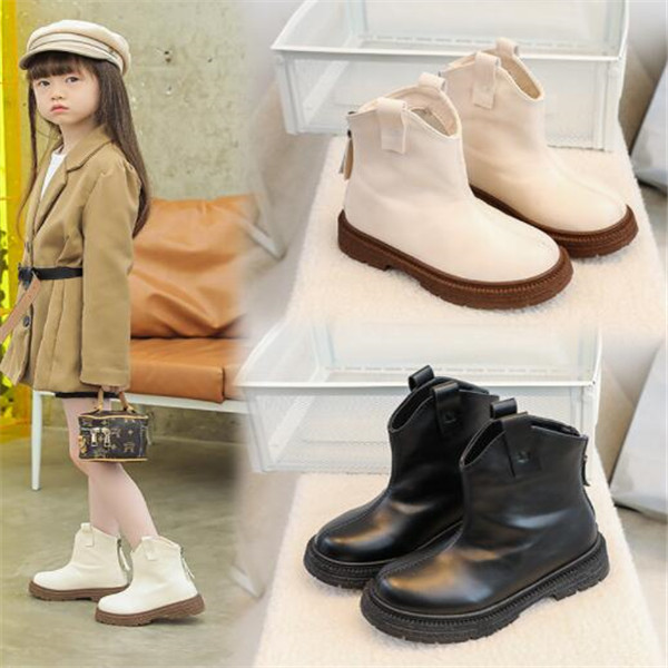 Children Martin Boots Fashion Kids Baby Leather Shoes Spring Autumn Toddler Boys Girls Zipper Ankle Boot Outdoor Sneakers