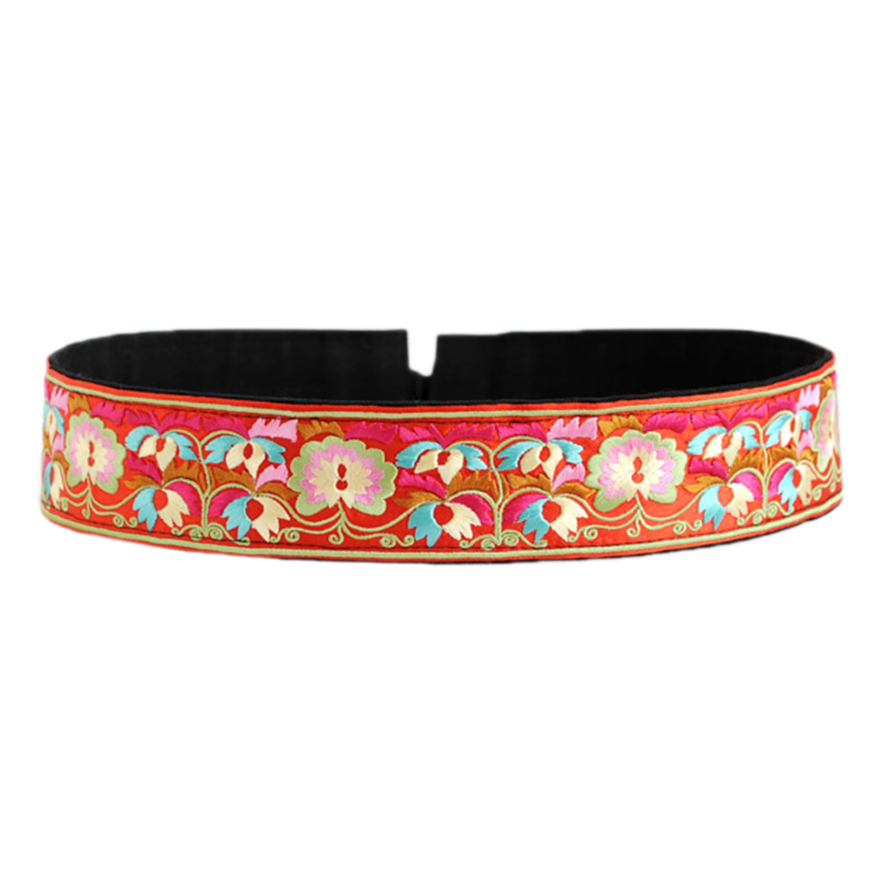 Neck Tie Traditional Floral Embroidered Belt Wrap Ethnic Waist for Shirt Dress 230718