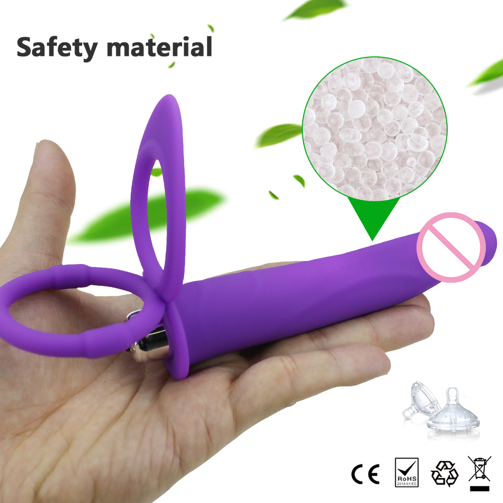 Cockrings Dual penetration vibrator Penis Strapon Dildo with penis anal plug suitable for adult Sex toy lovers beginners 230719