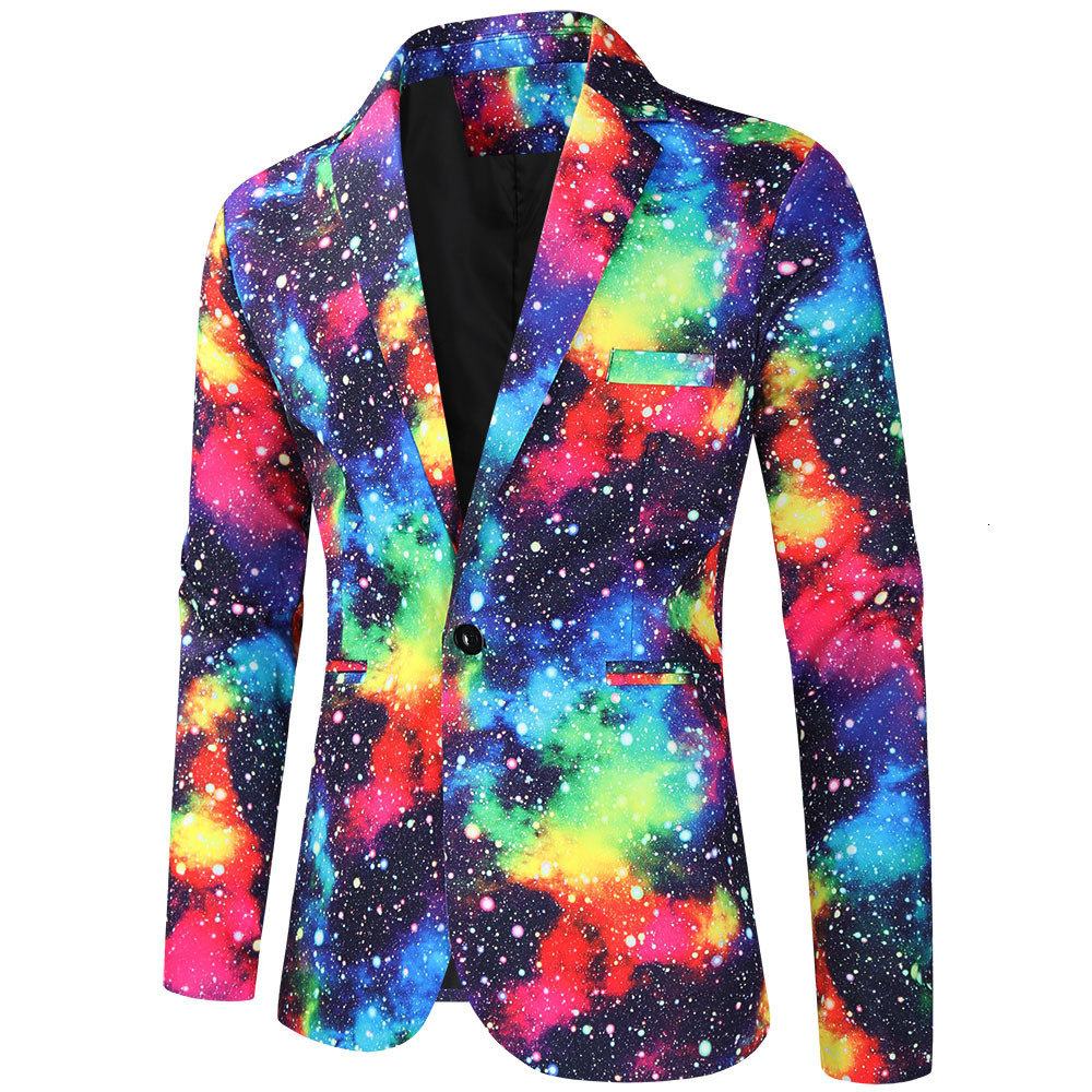 Men's Suits Blazers Colorful Print for Men Streetwear Fashion Hip Hop Singlebreasted Prom Stage Male Suit 230718