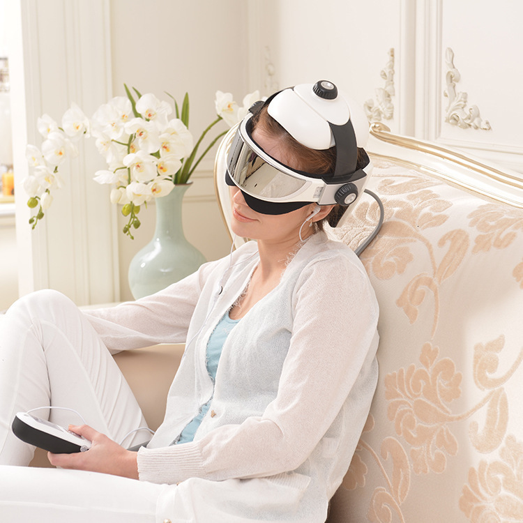 Other Massage Items Eyes Head Helmet Automatic Electric Heating Air Pressure Vibration Therapy Massager Music Muscle Stimulator Health Care 230718