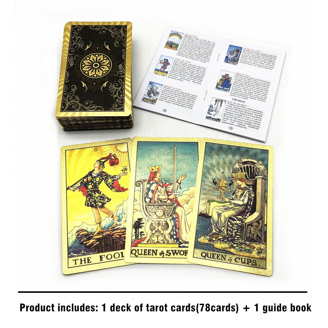 Outdoor Games Activities Gold Foil Tarot Cards Gold Plastic Divination 1 Deck 78 Cards Deck Witch Board Game With Guide Book L752 230718