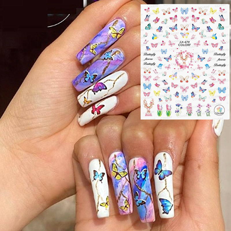 Stickers Decals MG30207-74 Butterfly Spring Latest Series 3D Nail Art Sticker Template DIY Nail Tool Decoration 230718