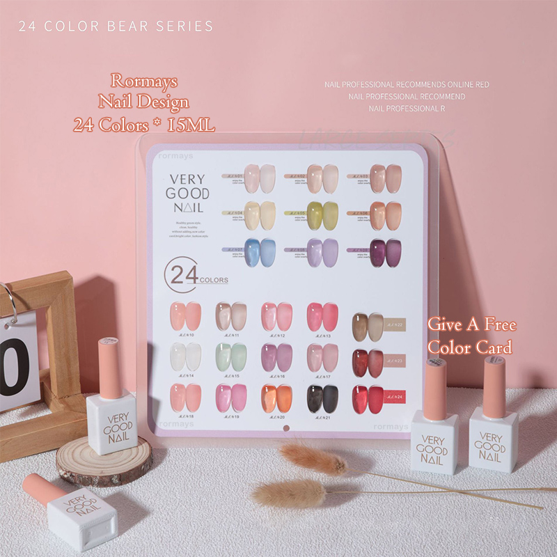 Rormays 24 Color Gel Nail Polish Set New Ice Permeating Jelly Pink Semi Permanent UV LED Translucent Light Therapy Varnish Nail Polish Factory Wholesa