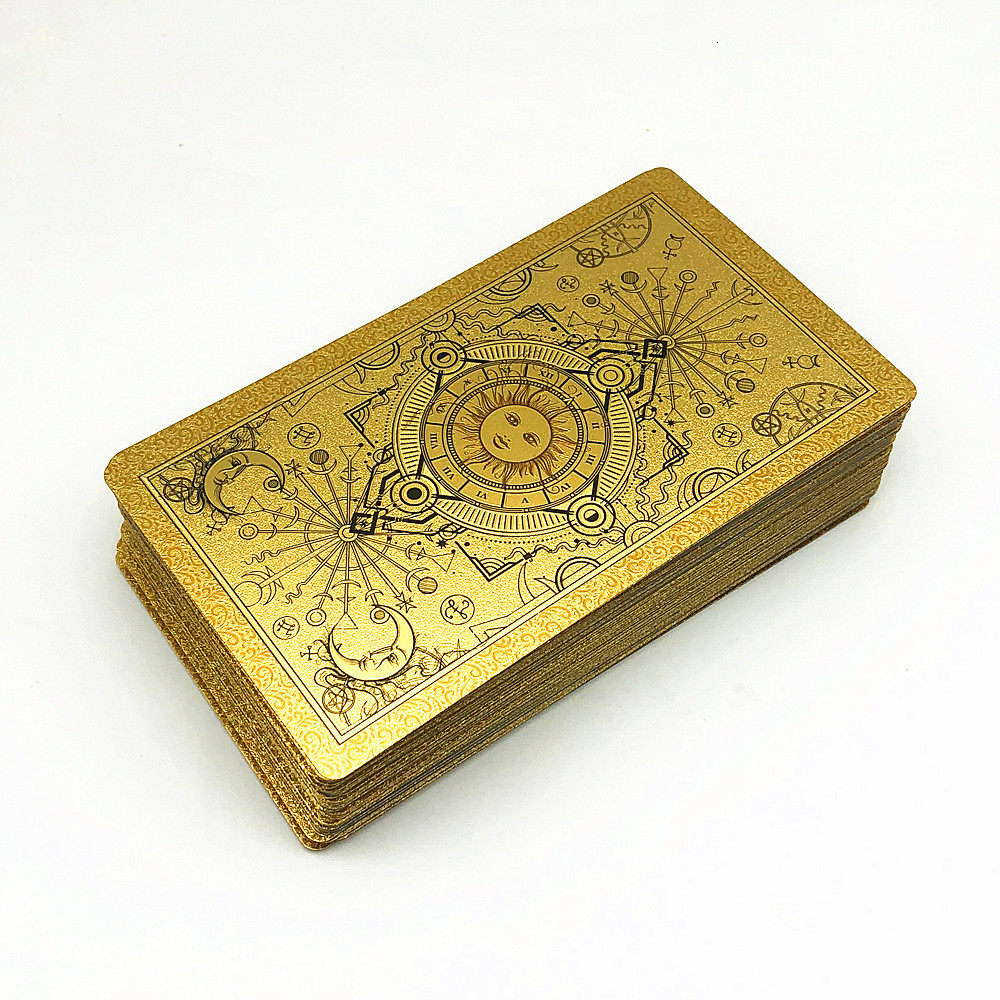 Outdoor Games Activities 1 Deck High Quality Gold Tarot Cards With Guide Book Plastic Waterproof Board Game Astrology Gift L702 230718
