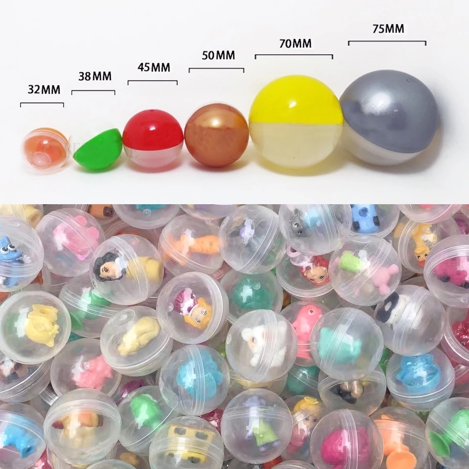 Party Balloons 100pcs 32MM Surprise Capsules Egg Toy Cartoon Mini Doll Model with Different Figure Toys Gashapon Balls Vending Machine Gifts 230719