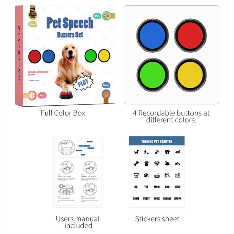 Dog Toys Chews Recordable Dog Training Buttons Pet Toys Talking Pet Interactive toys Speech Buttons Pet toys For Pet Interactive 230719