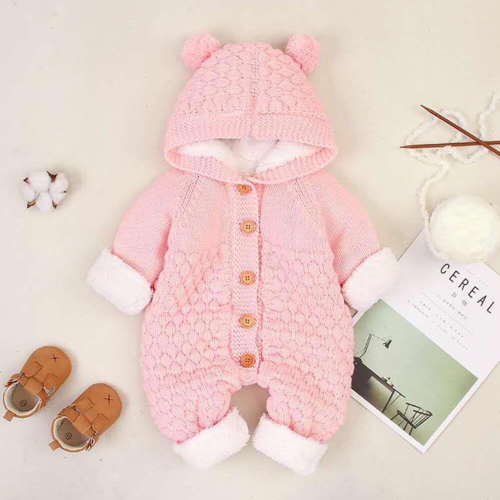 Rompers born Baby Clothes Cardigan Hooded Rompers Autumn Winter Girl Boy Fashion Infant Costume Kids Toddler Cashmere Knit Jumpsuit 230720