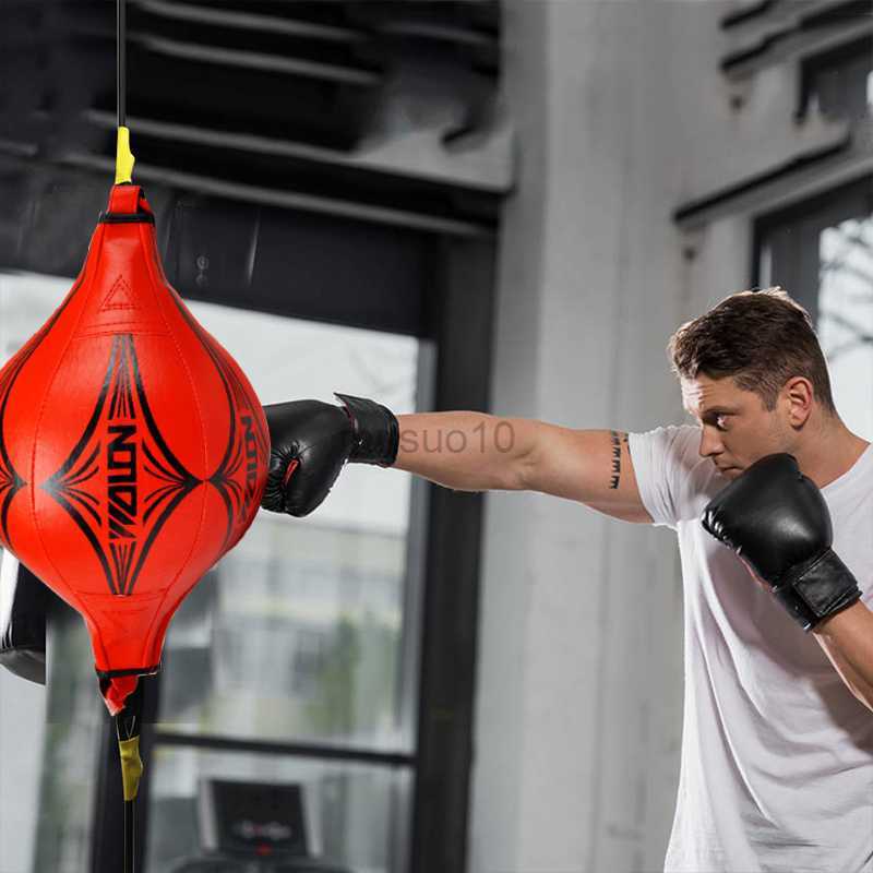 Punching Balls PU Double End Punching Ball Pear Boxing Bag Training Reaction Speed Fitness Sports Equipment for Gym MMA Boxing Sports Punch Bag HKD230
