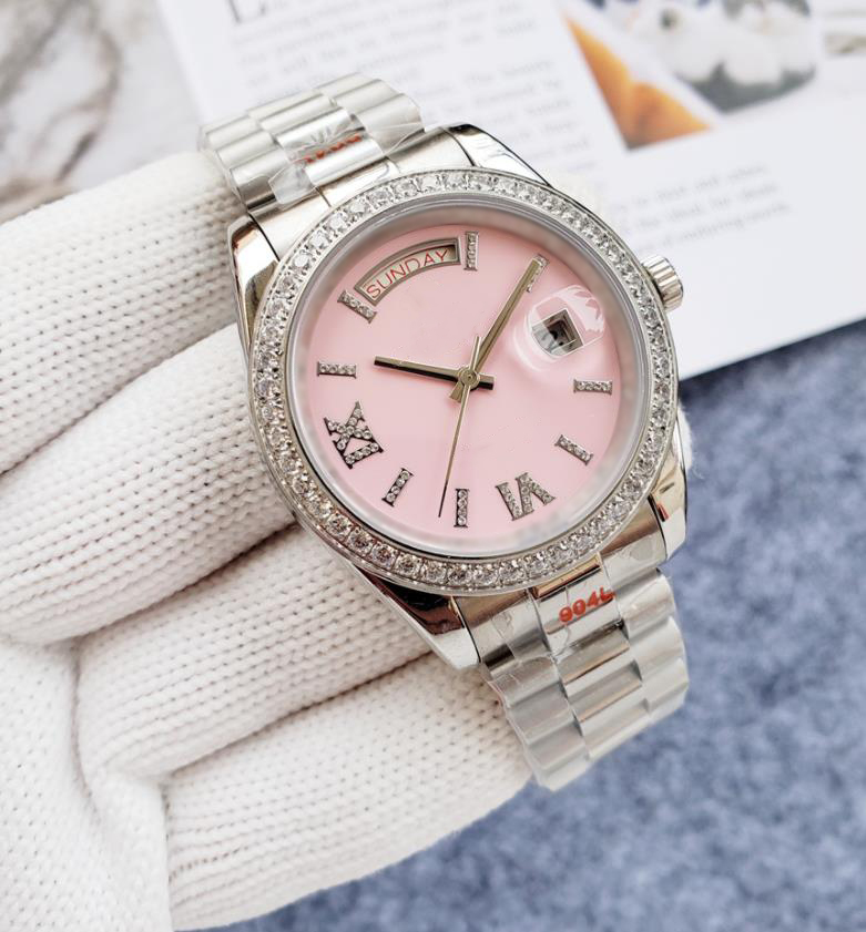 Men's automatic mechanical watch designer classic 40MM watch 904L Roman diamond pink face all stainless steel dial sapphire waterproof watch montre de luxe