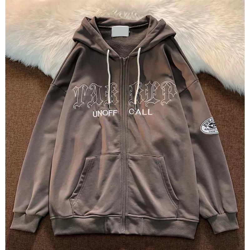 Women's Hoodies Sweatshirts Vintage Embroidery Cross Hoodies Women Harajuku Long Sleeve Zip Up Sweatshirt Hip Hop Gothic Streetwear Hooded Jacket