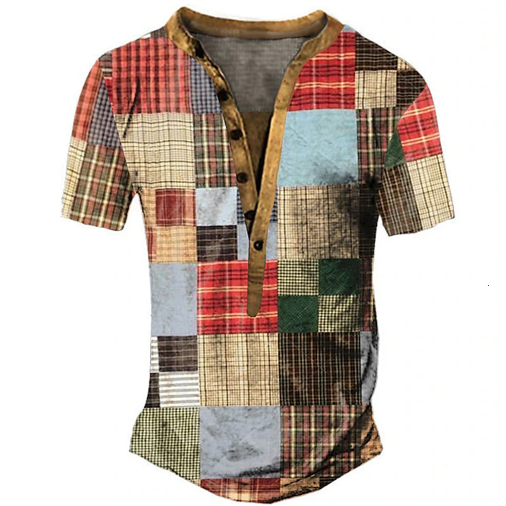 Mens TShirts Waffles Henry Shirt Pattern Faith Clothing 3D Printing Outdoor Short Sleeve Button Top 230720