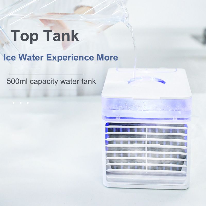 12w portable air conditioner with ultraviolet germicidal lamp usb air cooler desktop mini 500ml 3 gear cooling fan