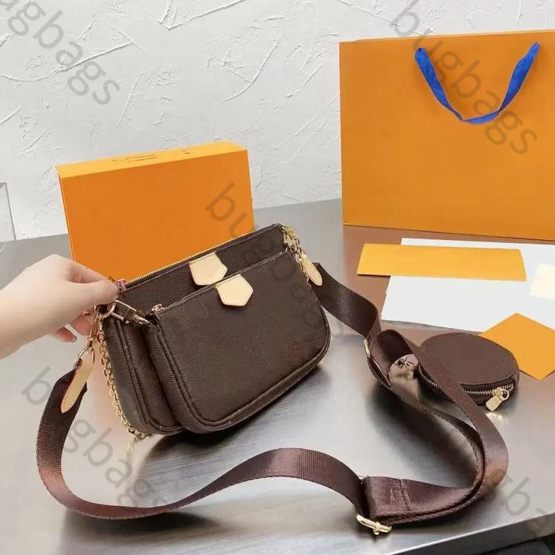 Multi Pochette Accessories designer bag 3Pcs set canvas strap shoulder bag with mini purses chain designers woman crossbody bags Luxury wallet cross body bag mens