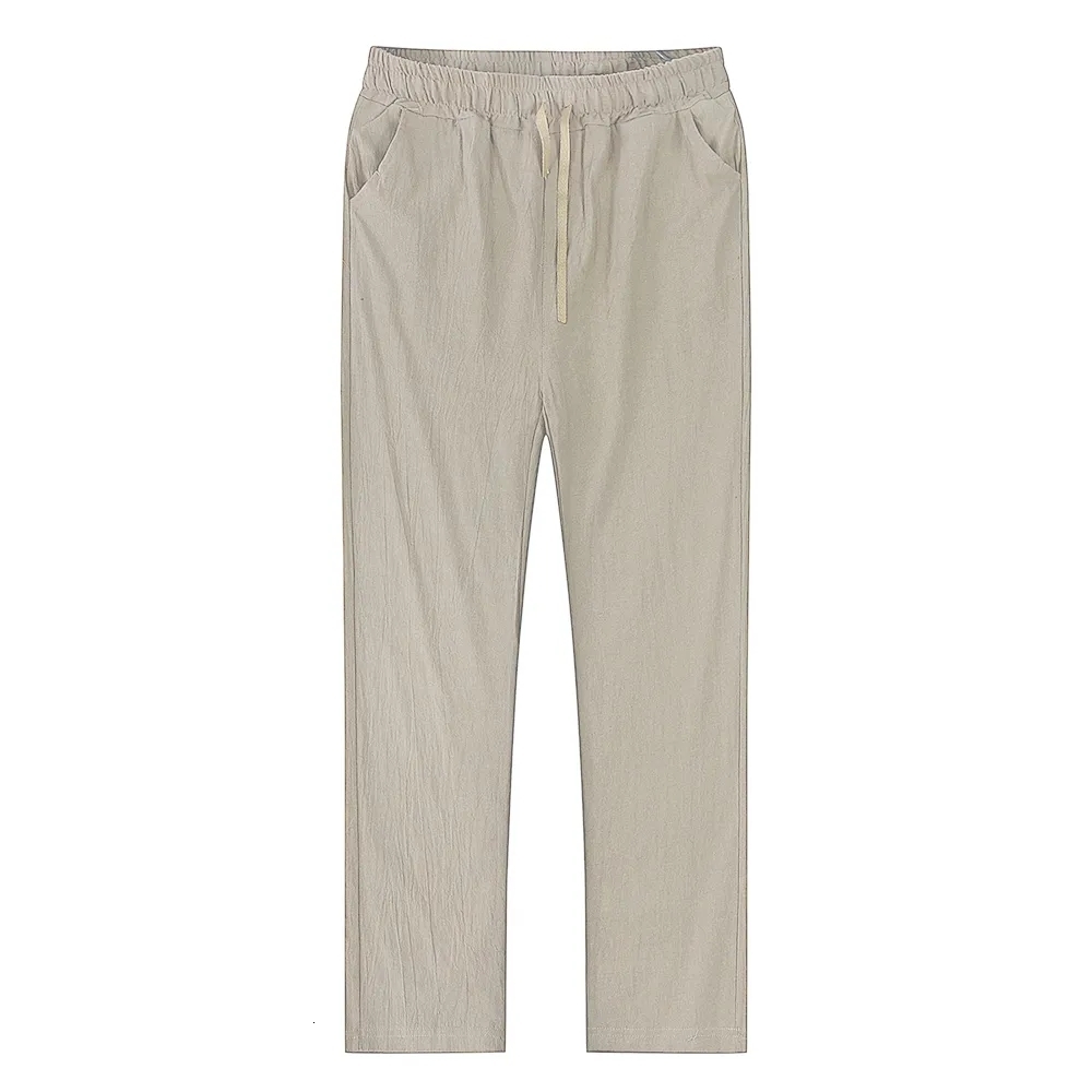 Mens Pants Pure Cotton Linen Autumn Breathable Solid Trousers Fitness Street Suit S3XL 230720