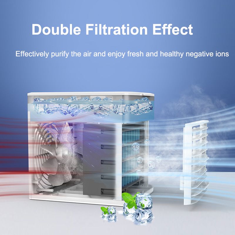 12w portable air conditioner with ultraviolet germicidal lamp usb air cooler desktop mini 500ml 3 gear cooling fan