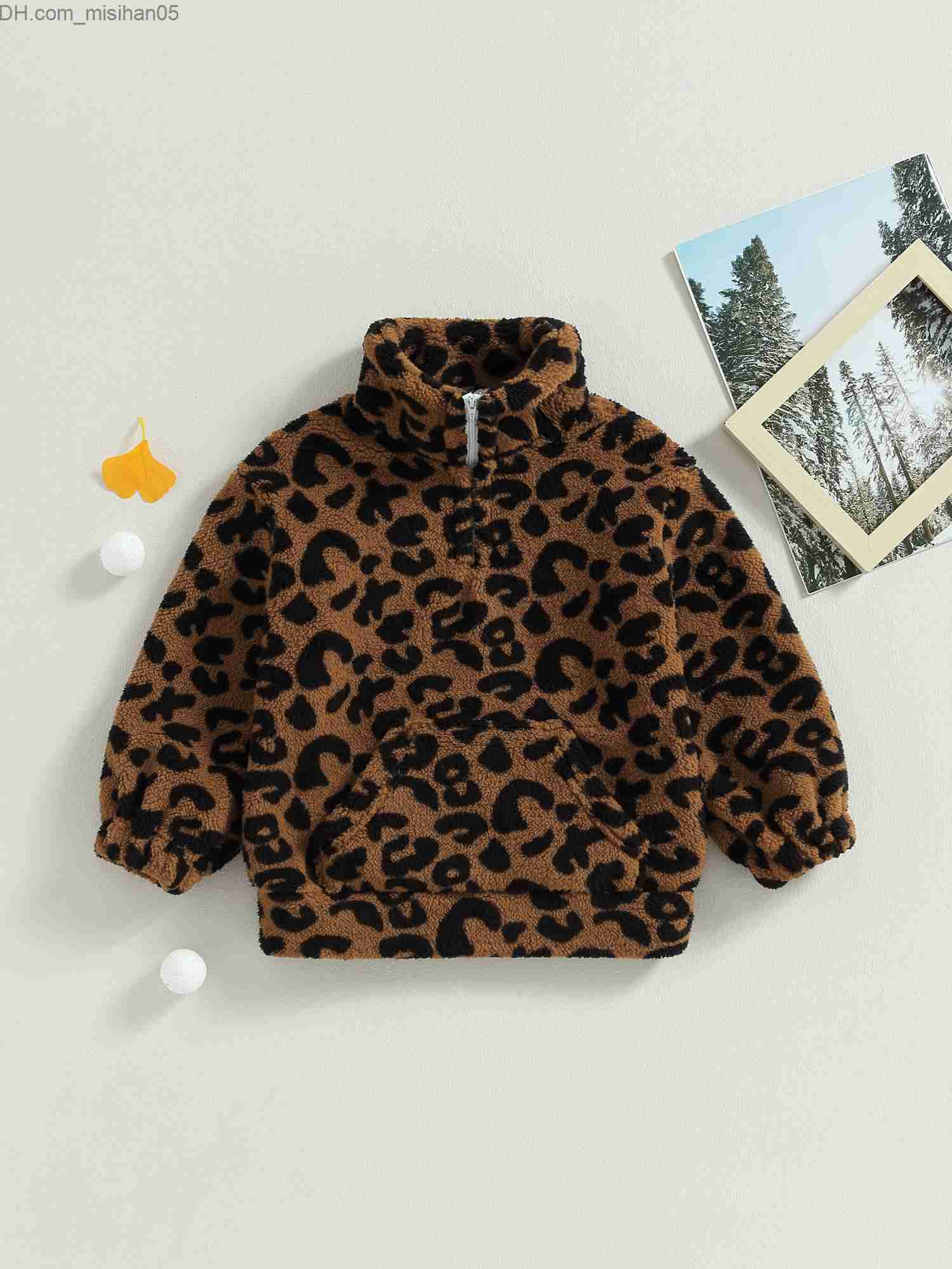 Pullover Children's Winter Comfort Hoodie Wool Long Sleeve Zipper Tiger Pattern Jacket Warm Q241127