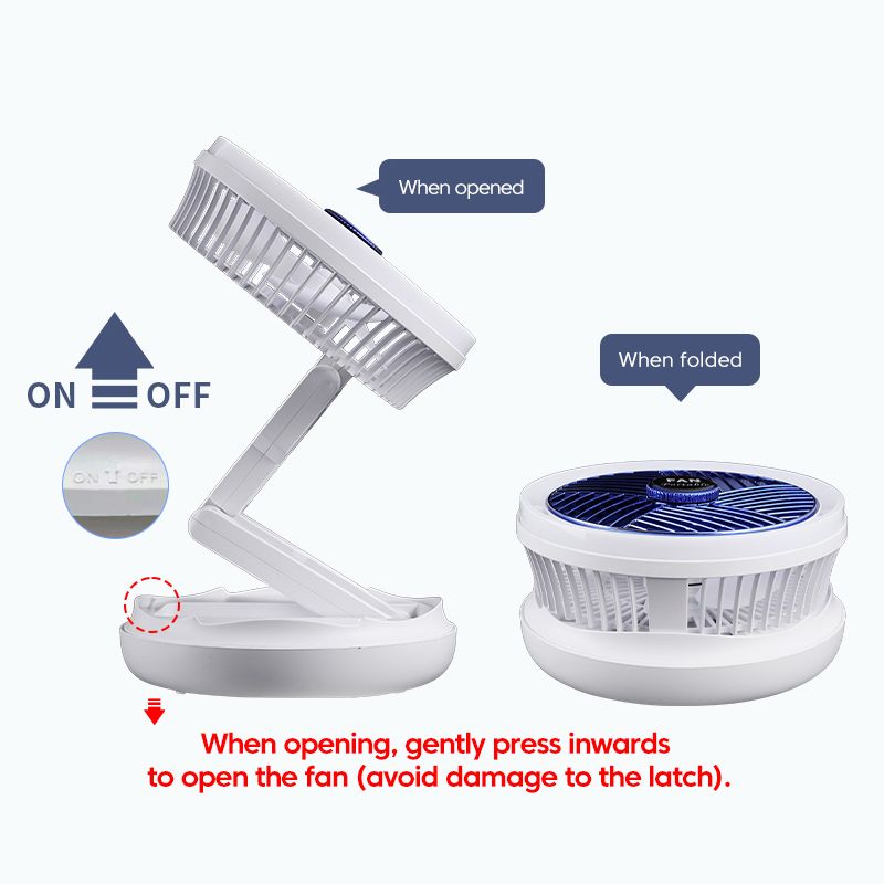 portable fan usb charging foldable table fan with led light 4 gear wall mounted hanging ceiling fan for camping home room office