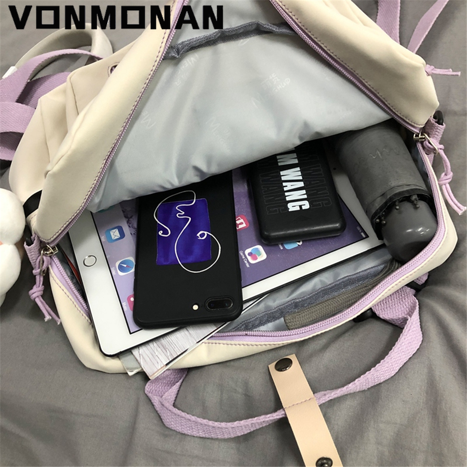 School Bags 3 In 1 Backpack for Teenage Girl Ring Buckle Portable Travel Shoulder Bag Female Small Schoolbag Badge Woman Rucksack Satchel 230720