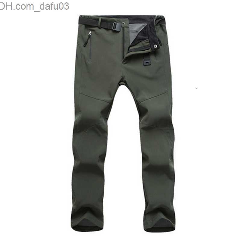 Men's Pants Autumn Winter Hiking Mens Pants Softshell Fleece Outdoor Trousers Waterproof Snow Gym Pants Trousers Male Plus Size High Quality SH19