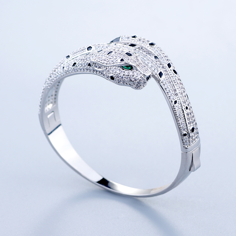Silver Bangle 1 Gold Plated Leopard Design Luxury Unisex Fashion for Party Wedding Jewellery Gift High Quality Texture