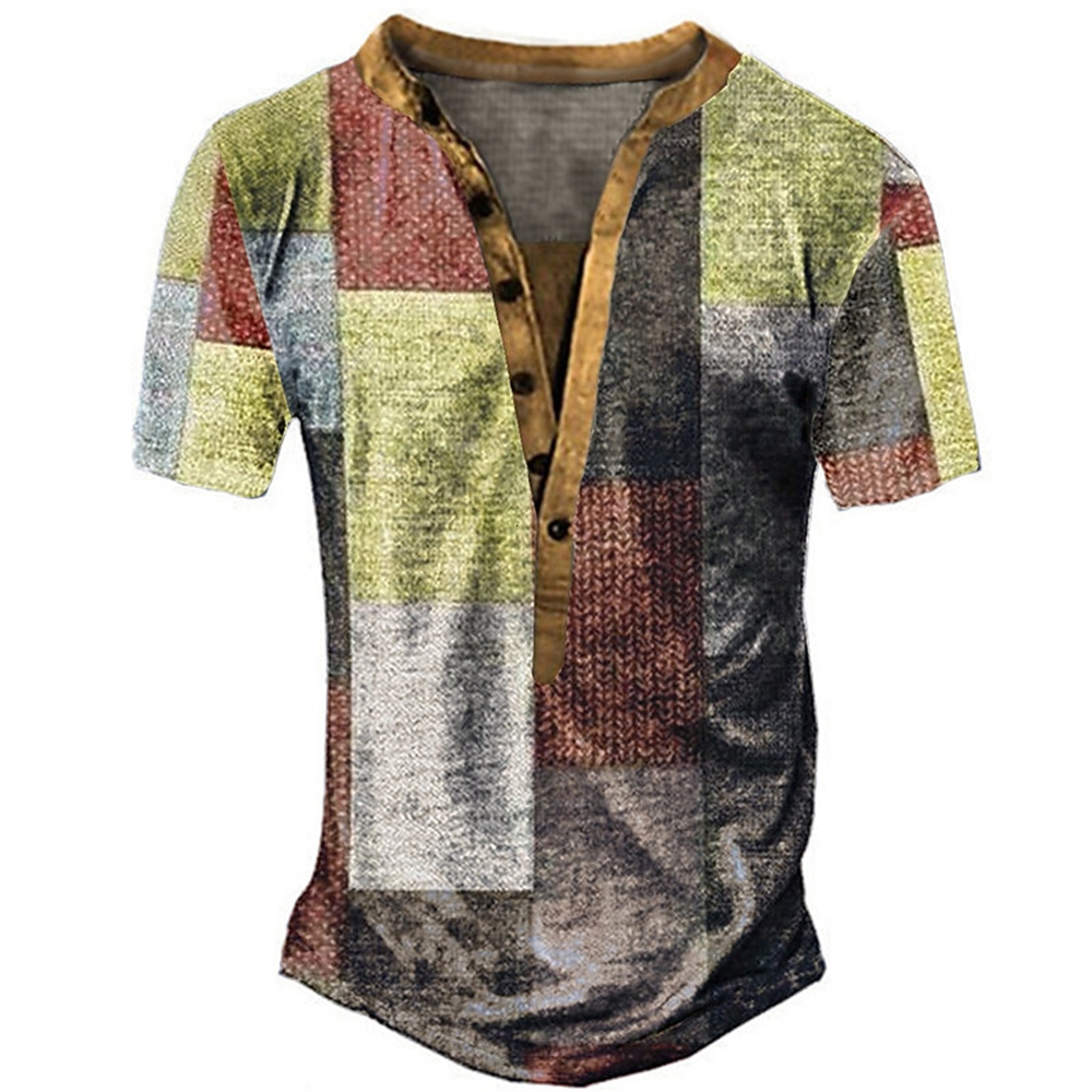 Mens TShirts Waffles Henry Shirt Pattern Faith Clothing 3D Printing Outdoor Short Sleeve Button Top 230720