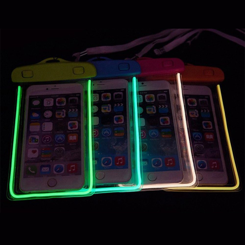 Noctilucent PVC Universal Swimming Waterproof Bag For Phone Transparent Touch Screen For iPhone 11 12 13 14 Xiaomi Redmi Samsung Phone Cases