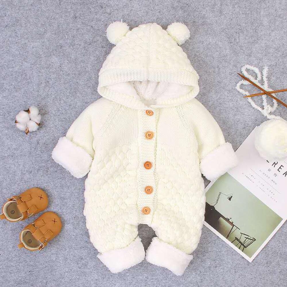 Rompers born Baby Clothes Cardigan Hooded Rompers Autumn Winter Girl Boy Fashion Infant Costume Kids Toddler Cashmere Knit Jumpsuit 230720