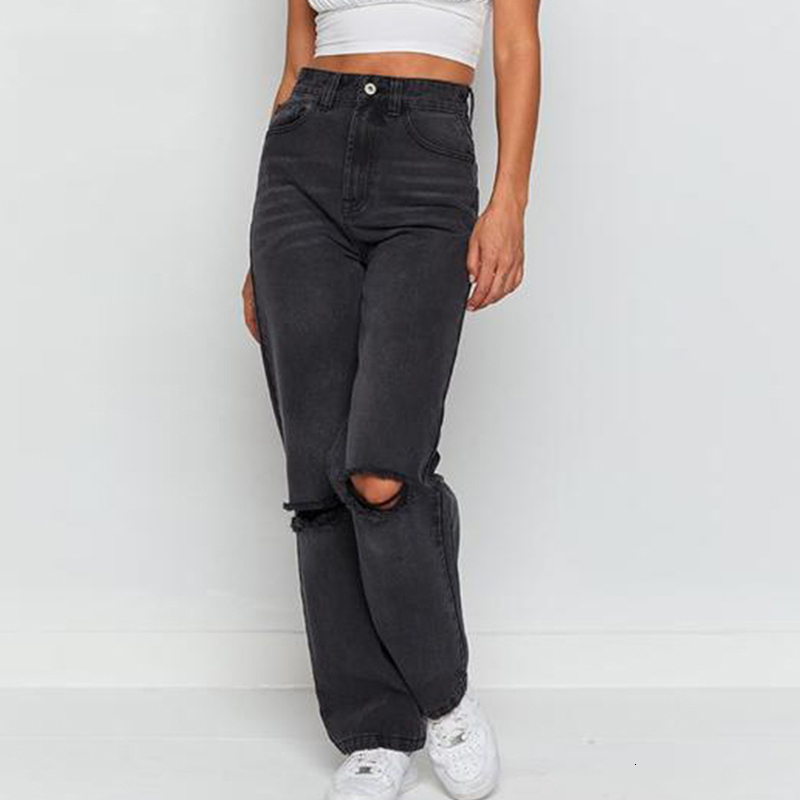 Women s Jeans Ripped High Waist Women Straight Loose Boyfriend Jean Pants Casual Wash Denim Trousers Fashion Streetwear Baggy 230720