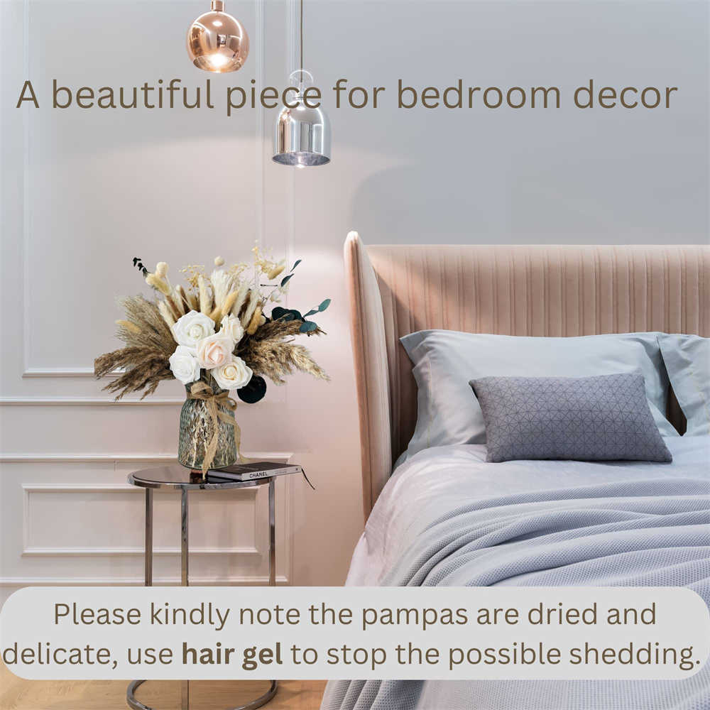 Dried Flowers 100pcs Artificial Rose Flower Arrangements for Vase Home Decor Natural Dried Pampas Grass For Table Floral Centerpieces Decor