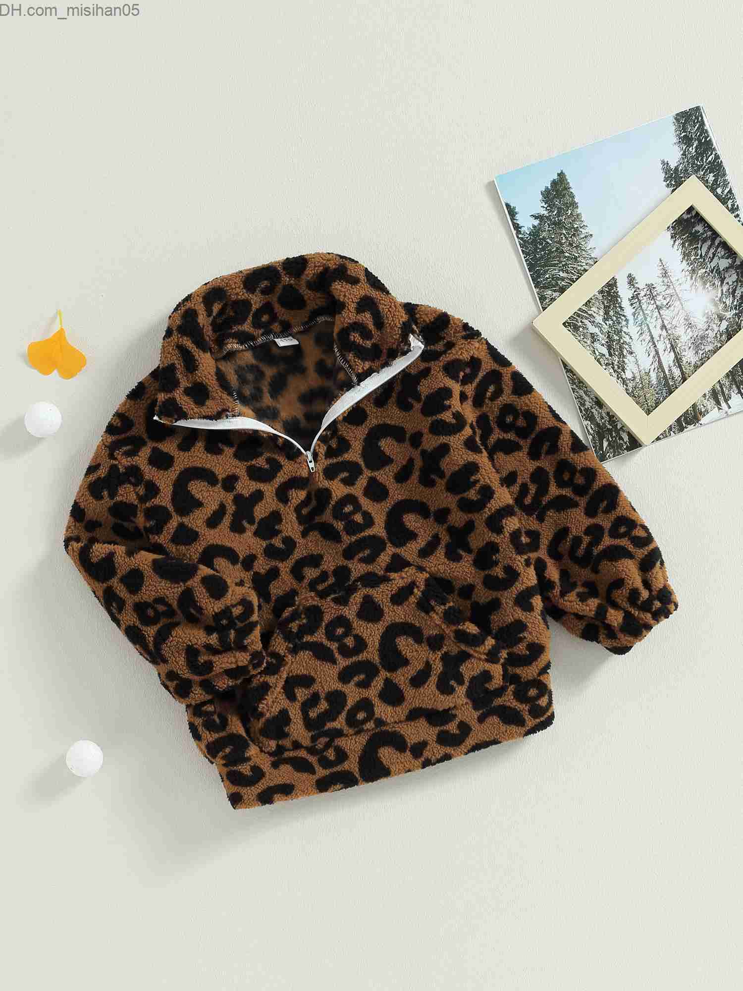 Pullover Children's Winter Comfort Hoodie Wool Long Sleeve Zipper Tiger Pattern Jacket Warm Q241127